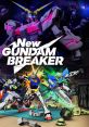 Exciting action scene featuring iconic Gundam models from New Gundam Breaker, showcasing dynamic battles and vibrant visuals.