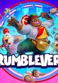 Colorful character lineup from Rumbleverse Battle Royale featuring vibrant action and playful graphic design.