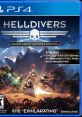 Helldivers Super-Earth Ultimate Edition PS4 cover featuring intense alien combat, expansions, and bonus weapons featured.