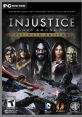 Injustice: Gods Among Us Ultimate Edition cover featuring iconic DC characters and intense gameplay highlights.