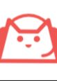 Cute red cat logo for Meowpad, featuring a playful design with a smile and a fun cat ear motif. Perfect for pet lovers!