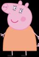 Mummy Pig, a cheerful cartoon character with a pink face and orange dress, welcomes fun and adventure.