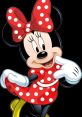 Minnie Mouse in a classic red polka dot dress and matching bow, playfully posing with a cheerful expression.