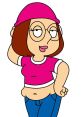 Meg Griffin poses confidently in a pink top and jeans, showcasing her unique style and character from "Family Guy.