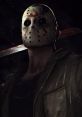 Jason Voorhees wears a signature hockey mask, wielding a bloody weapon in a dark, menacing atmosphere.