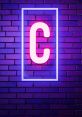 Bright neon letter "C" framed against a purple brick wall, creating a modern and stylish visual effect.