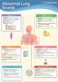 Abnormal lung sounds guide featuring wheezes, stridor, crackles, and treatment options for respiratory issues.