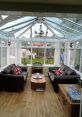 Conservatory The heavy rain on the conservatory roof created a cacophony of as water droplets pounded against the glass and