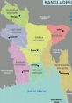 Map of Bangladesh highlighting its divisions: Dhaka, Chittagong, Sylhet, Khulna, Rajshahi, Barisal, and Rangpur.