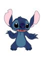 Cute blue Stitch from Disney's Lilo & Stitch, showcasing his playful expression and large ears, perfect for fans and collectors.