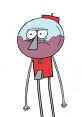 Benson Dunwoody from Regular Show, featuring a frustrated expression and iconic gumball machine design.