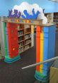 Amusement park Library As you step into the library, you are immediately transported to a bustling amusement park. The faint