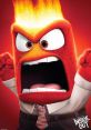 Anger from "Inside Out" expressing intense emotion with fiery hair and a furious expression, capturing the essence of rage.