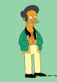 Apu Nahasapeemapetilon from The Simpsons, wearing a green jacket and greeting with hands together.