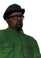 Big Smoke from Grand Theft Auto, wearing a green shirt and black hat, known for his iconic quotes and character depth.