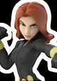 Black Widow action figure from Disney Infinity, showcasing her iconic black suit and fierce expression ready for battle.