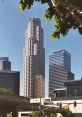 Skyscrapers in downtown Los Angeles, showcasing modern architecture and urban development near the Interstate Library.