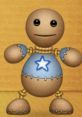 Cheerful Buddy from Kick the Buddy, featuring a stitched blue shirt and star, ready for playful chaos and fun.