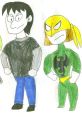 Chiro, voiced by Greg Cipes, stands next to a muscular character in a vibrant superhero style illustration.