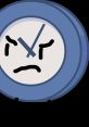 Angry Clock character from BFB with a blue round face, featuring distinct hour and minute hands.