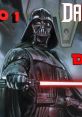 Darth Vader con su icónica espada láser roja, listo para la batalla en el universo de Star Wars.