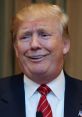 Donald Trump with a sarcastic expression, showcasing his signature hairstyle and a red tie during a public appearance.