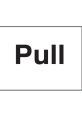 Sign indicating "Pull" for a library entry, guiding users on how to open the door efficiently.