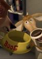 Elliot and Boog share a moment with a yellow bowl labeled "Boog" in this fun scene from Open Season.