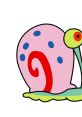 Cute pink snail, Gary from SpongeBob SquarePants, features a red swirl and blue spots, showcasing its playful character.