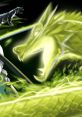 Genji unleashes his ultimate ability, summoning a glowing dragon with dynamic energy in a vibrant green swirl.