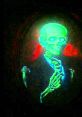 Green skeleton figure of the Ghost Host from "The Haunted Mansion," voiced by Paul Frees, with a ghostly background.