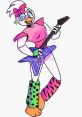 Glamrock Chica from FNAF Security Breach rocks out with her electric guitar in a colorful punk-inspired outfit.