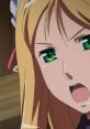 Angry character with green eyes and blonde hair, portraying a strong emotion in a dramatic anime scene.