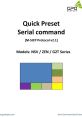 Quick Preset serial command for NSV 127 Library models using M-SICP Protocol v2.1. Color-coded section layout illustration.