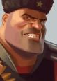 Heavy from Team Fortress 2 grinning fiercely, showcasing his muscular build and distinctive fur hat, ready for battle.