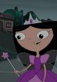 Isabella Garcia-Shapiro in a princess costume with a wand, showcasing her whimsical character from Phineas and Ferb.