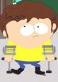 Jimmy Valmer from South Park, wearing a yellow shirt and using crutches, displaying his signature cheerful expression.