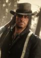 John Marston, the iconic character from Red Dead Redemption, wears a hat and holds a rifle, embodying the Wild West spirit.