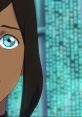 Korra's determined gaze amidst a digital backdrop, embodying strength and resilience in her journey as the Avatar.