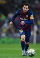 Leonel Messi dribbles the ball during a high-stakes match for FC Barcelona, showcasing his incredible soccer skills.