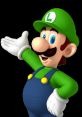 Luigi, the iconic green-clad character, strikes a cheerful pose with a welcoming gesture and a friendly smile.