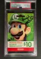 Signed Luigi gift card by Charles Martinet, featuring the Nintendo eShop logo and $10 value for gaming purchases.