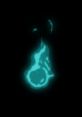 Glowing teal flame design against a dark background, perfect for visual effects in the Flame Whoosh Library.