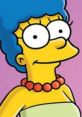 Marge Simpson with her iconic blue hair and red necklace, showcasing her classic animated character style and charm.