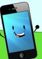 Happy cartoonish smartphone character with a blue screen, showcasing a friendly smile against a green background.