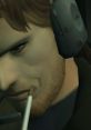 Solid Snake in MGS2 focused, cigarette in mouth, showcasing the game's iconic graphics and character design.