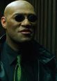 Morpheus from The Matrix, wearing sunglasses and a sleek black coat with a green tie, exuding a cool, enigmatic vibe.