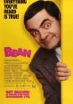 Mr. Bean peeking from a yellow background, promoting the 1997 movie "Bean" with a humorous expression.