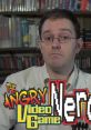 Nostalgia Critic features the Angry Video Game Nerd in a retro gaming review setting with classic games in the background.