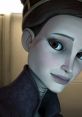 Padmé Amidala from Clone Wars, showcasing her distinct features and elegant attire in a dramatic scene.